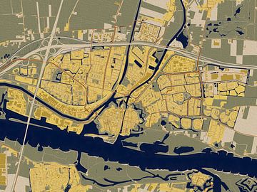 Kaart van Gorinchem in de stijl van Gustav Klimt van Maporia