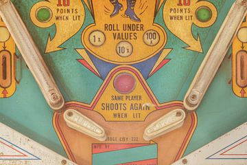 Close up of a weathered vintage pinball machine by Martin Bergsma