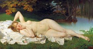 Weiblicher Akt in weiter Landschaft, Luigi da Rios - 1877
