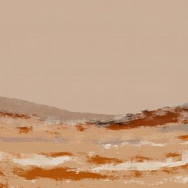 Collines romantiques. Paysage minimaliste abstrait dans les tons beige, marron et terre. sur Dina Dankers