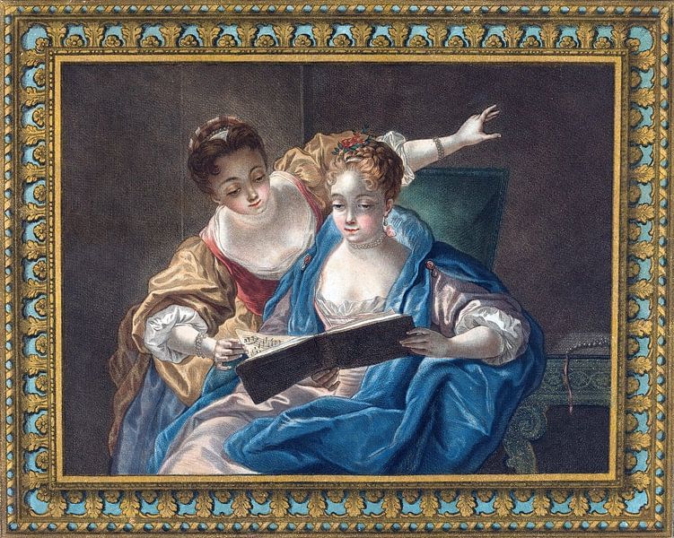 Twee muzen, Louis-Marin Bonnet, 1775 van Atelier Liesjes