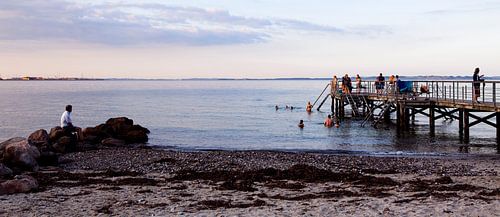 Aarhus strand (Denemarken) ondergaandezon