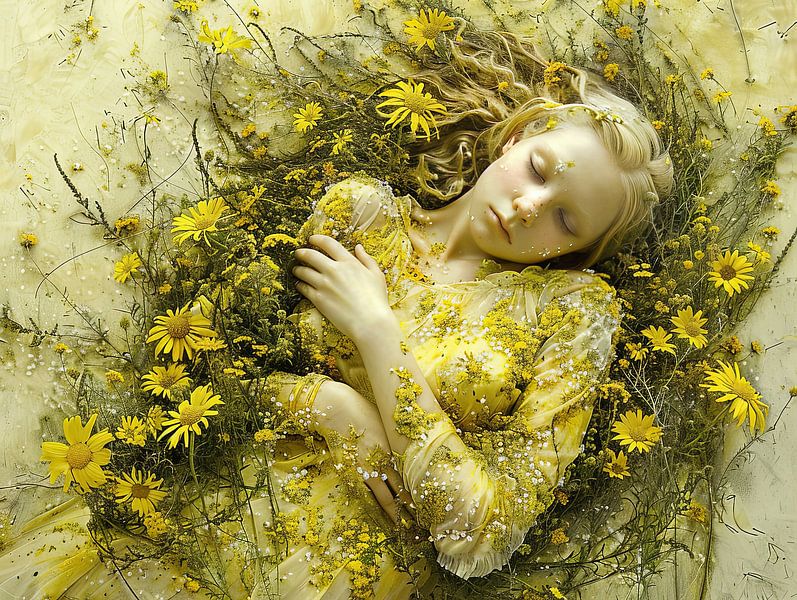Fantasie Porträt Frau mit Blumen von Egon Zitter