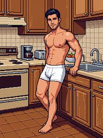 Pixel Kitchen Muscular Man by Markus Gann