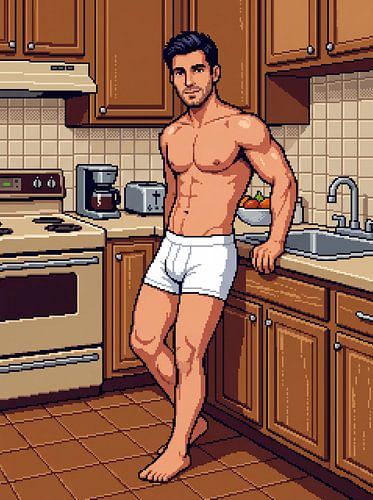 Pixel Kitchen: De gespierde man