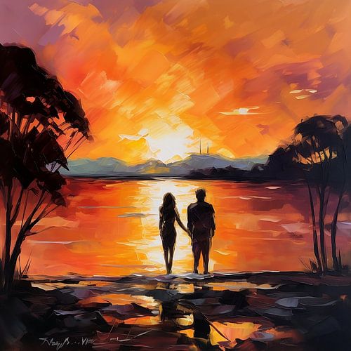 zonsondergang bij het meer