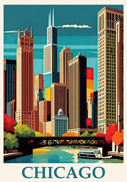 Travel Poster Chicago, USA sur Peter Balan