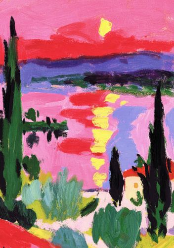 Abstract Mediterranean landscape in pink by Niklas Maximilian