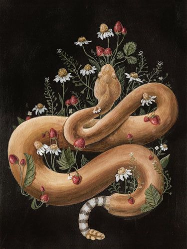 Schlange und Erdbeeren von Natalia Gorst