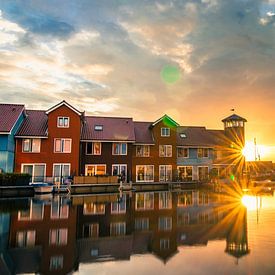 Sonnenaufgang Reitdiep Hafen von Martijn Aleman