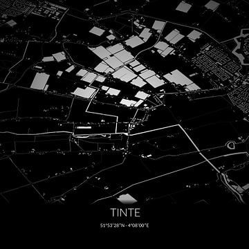 Zwart-witte landkaart van Tinte, Zuid-Holland. van Rezona