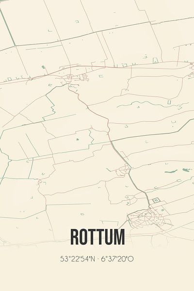 Vintage map of Rottum (Groningen) by Prints of Place
