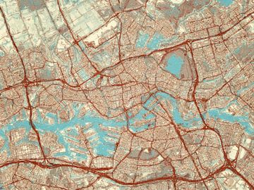 Kaart van Rotterdam in de stijl Blauw & Crème van Map Art Studio