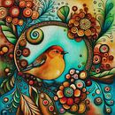 Small fat sweet bird with flowers by Jan Keteleer (JanKé): A Journey Beyond the Canvas thumbnail