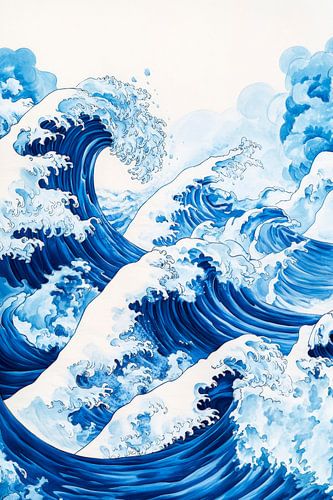 Blaue Wellen mit Schaumbrauen