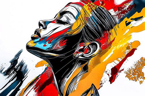 Portrait abstrait coloré de profil