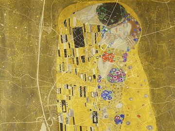 Kaart van Barneveld met de Kus van Gustav Klimt van Map Art Studio