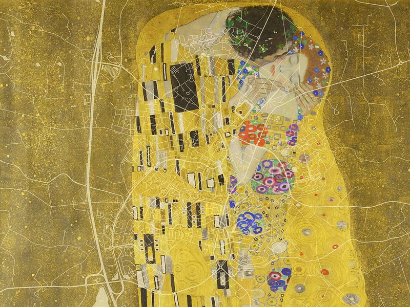 Map of Barneveld with the Kiss by Gustav Klimt by De Kaartenwinkel