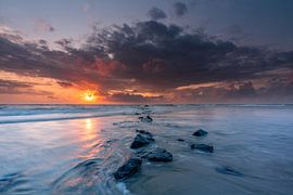 Texel pier beach paal 30 Langzeitbelichtung Sonnenuntergang von Richard Heerschap Fotografie