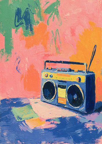 Blue Boombox Pop Art