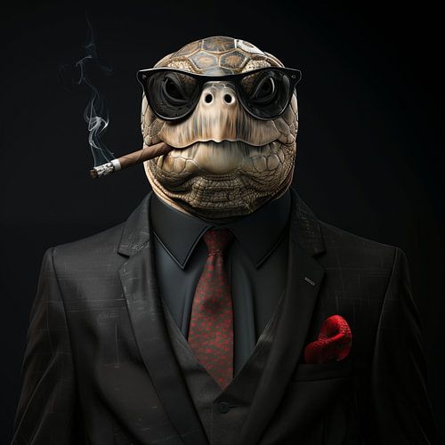 Schildpad met sigaar en zonnebril