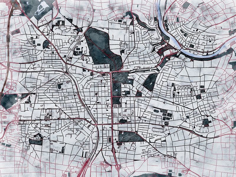 Map of Ludwigsburg with the style 'White Winter' by Maporia
