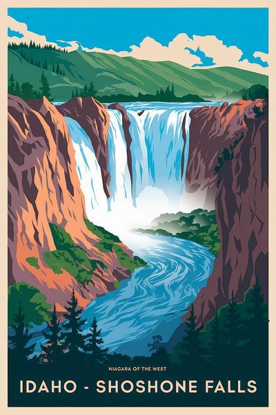Idaho - Shoshone Falls Vintage Travel Poster by Poster Art Shop
