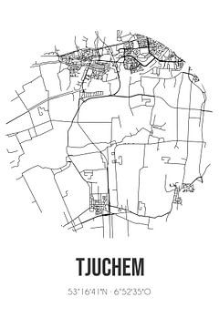 Tjuchem (Groningen) | Landkaart | Zwart-wit van Rezona