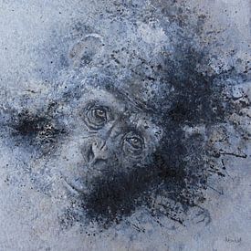 chimpansee schilderij van Peter van Loenhout