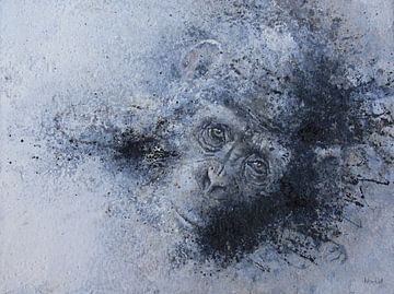 chimpansee schilderij van Peter van Loenhout