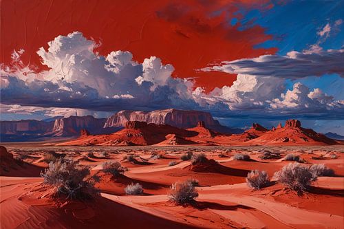 Dramatisch woestijnlandschap met bergen