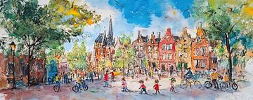 Schilderij Amsterdam van Abstract Schilderij