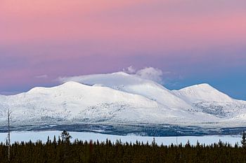 Zonsondergang bij Dome Mountain-Mount Holmes Yellowstone