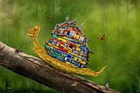 The snail on tour in the forest