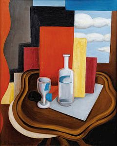 Roger de La Fresnaye - Der Louis-Philippe-Tisch mit der Flasche und dem Glas (1920)
