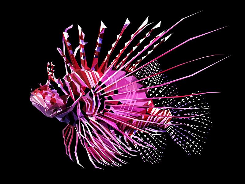 Abstrakter roter Rotfeuerfisch Low Poly von Yoga Art 15