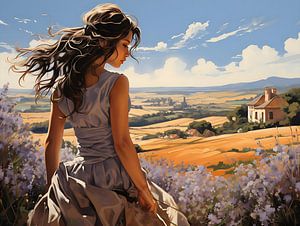 Junge Frau in Landschaft