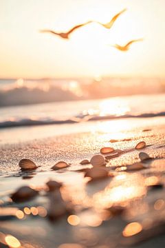 Zonsondergang op het strand van Poster Art Shop