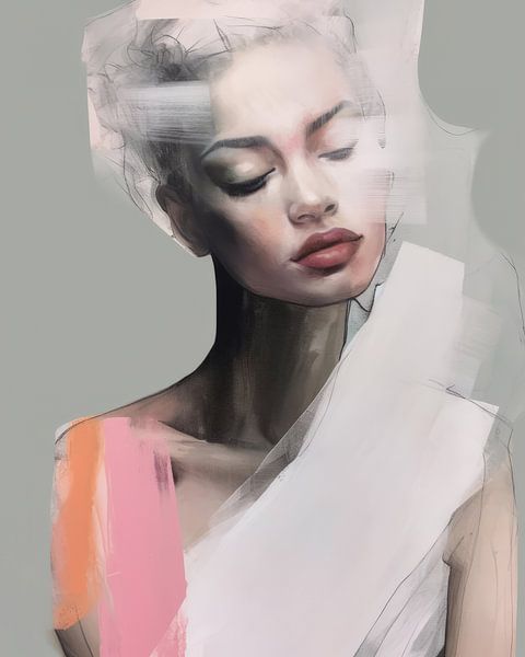 Modern en abstract geïllustreerd portret van Carla Van Iersel