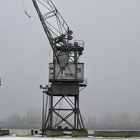 Old Harbour Crane in the Antwerp Fog by Kristof Leffelaer