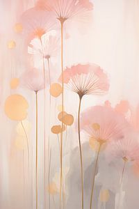 Japandi, Blumen in Pastellfarben, Rosa