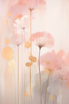 Japandi, Flowers in Pastel colour, Pink by Caroline Guerain