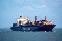 Container ship on the Westerschelde near Vlissingen