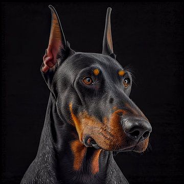 Portrait d'un Dobermann Illustration sur Animaflora PicsStock