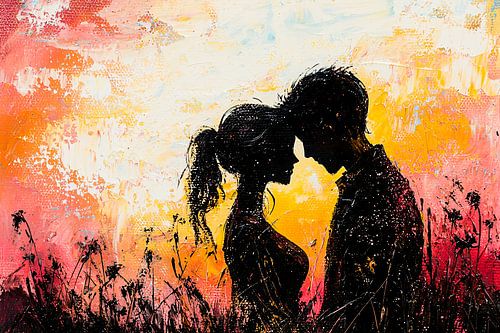 Silhouette romantique au coucher du soleil