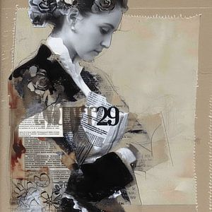 Modern en abstract portret in collage stijl
