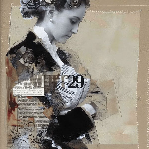 Modern and abstract portrait in collage style by Carla Van Iersel