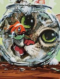 Curious Cat & Cautious Goldfish by Ramy Salah Hefny