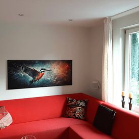 Klantfoto: De IJsvogel: Majesteus van Blikvanger Schilderijen, op canvas