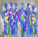 Blue People of Color | Blauw Schilderij met Figuren van Kunst Company thumbnail
